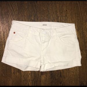 Hudson White cuffed denim shorts